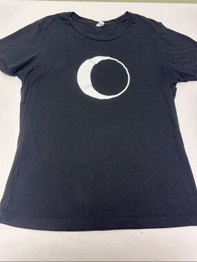 Luna Girl Black Short Sleeve Tee with Glittery Crescent Moon Graphic